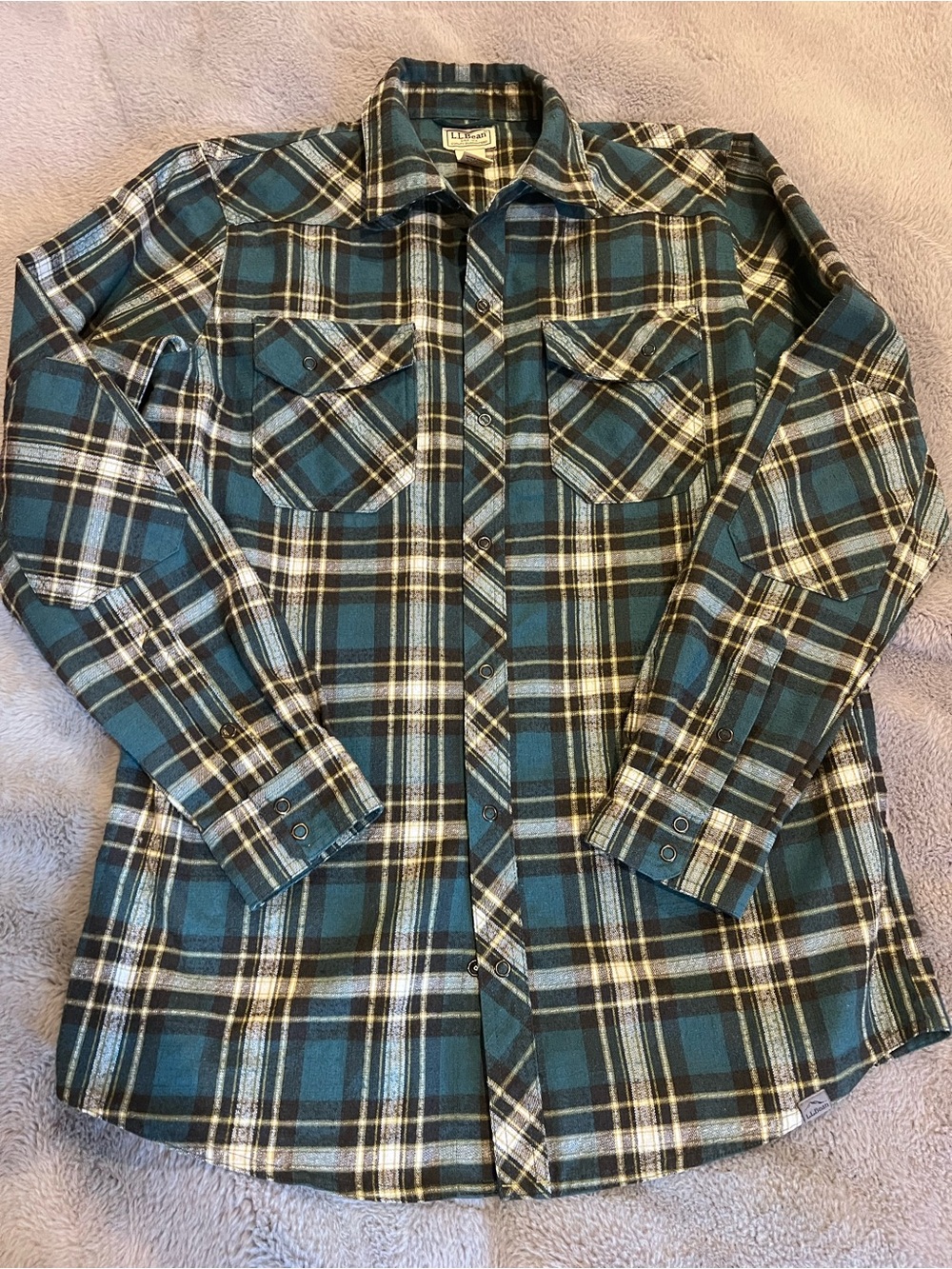 L.L. Bean Flannel Plaid Button-Up Shirt Vintage Style MT Long Sleeve Gorpcore
